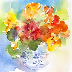 Nasturtium in Delft Vase, 2013
